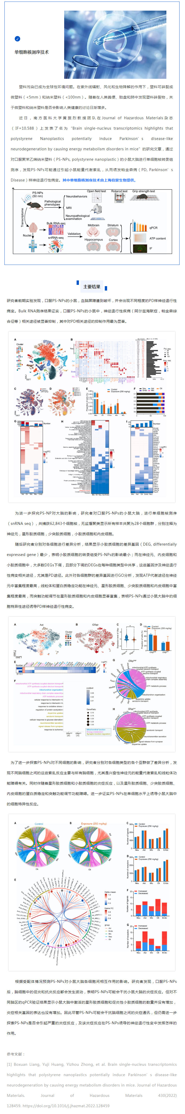 項目文章_伯豪生物單細(xì)胞核測序助力發(fā)現(xiàn)納米塑料誘發(fā)帕金森樣神經(jīng)退行性病變